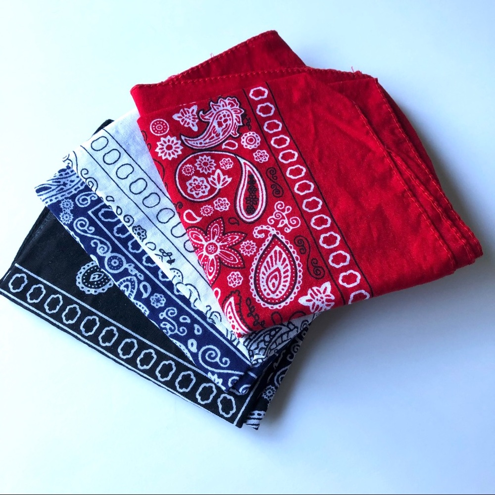 Kaiser 100% Cotton Bandanas Red White Blue Black - Picture 3 of 9